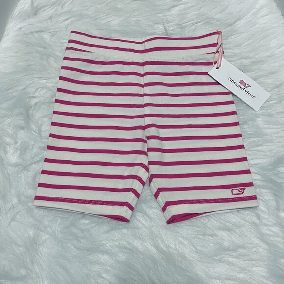NWT Vineyard Vines Girls' Everyday Bike Short Cranberry Stripes Size XS 5-6 - Picture 1 of 12